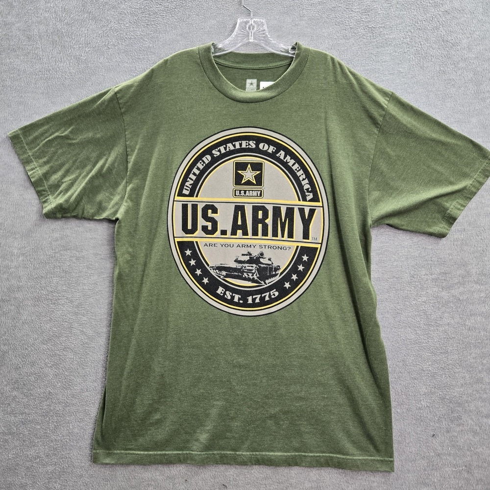 US Army Men Shirt 2XLT Green US Logo Graphic Print Short Sleeve Crew Neck Tee